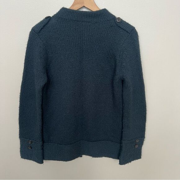 Anthropologie Wooden Ships Women's Navy Zip Up Cardigan Wool Sweater M/L - Picture 5 of 9